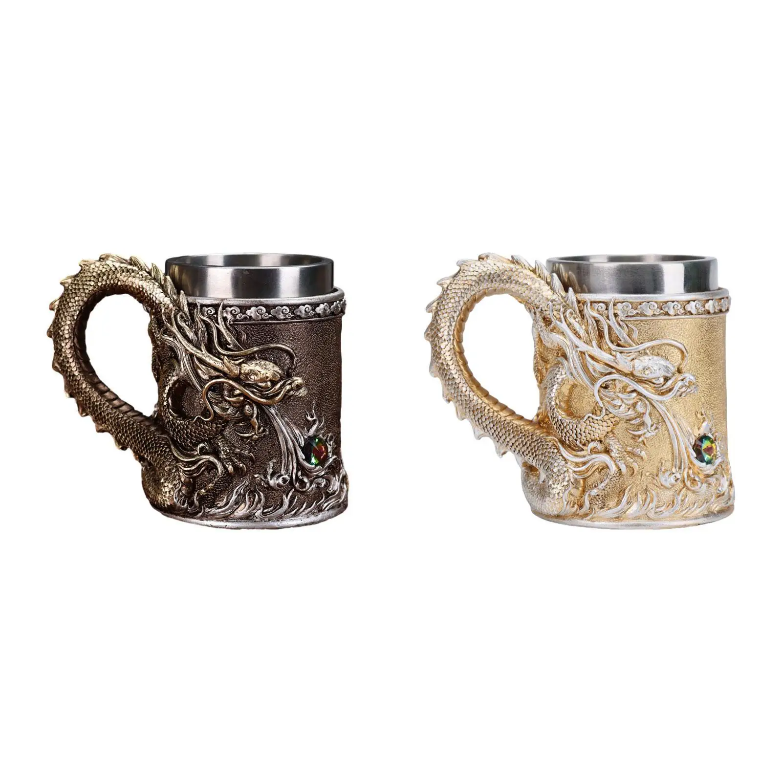 Stainless Steel Tankard Mug Travel Cup Tea Cup Drinkware with Handle Medieval Drinkware Mug for Home Office Car Outgoing Party
