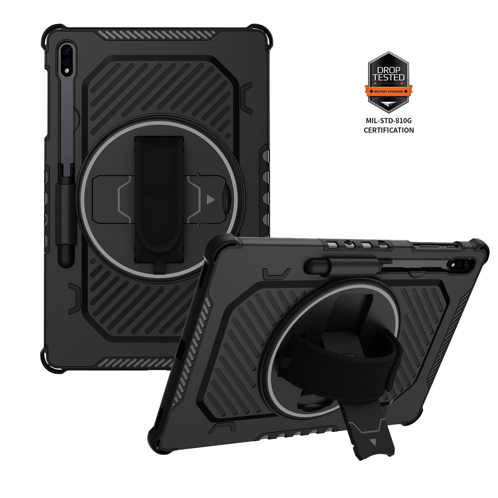 Armor Case For Samsung Galaxy Tab S9FE S7 S8 S9 11inch Tablet Cover Stand Protector funda para Kids with 360 rotation Handstrap