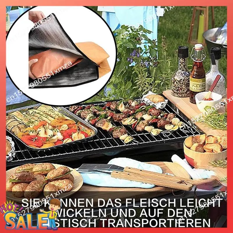 

ABCL 2PCS Camping Barbecue Waterproof Thermal Bag Foldable Insulated Food Bag Wrinkle-Resistant Food Storage Bag
