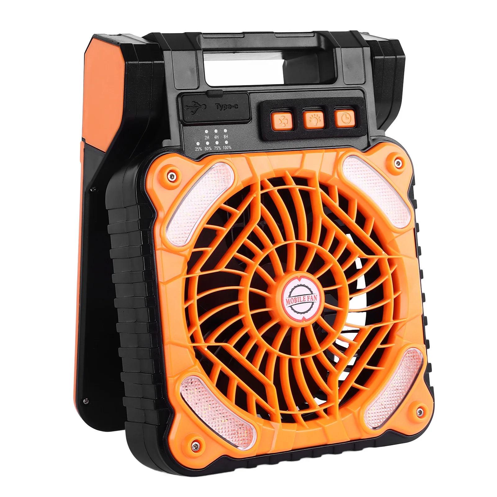 Solar Fan LED Solar Powered Fan Timer 4 Speed Adjustable Brushless Motor Solar Camping Fan Type C Charging for Fishing Outdoor