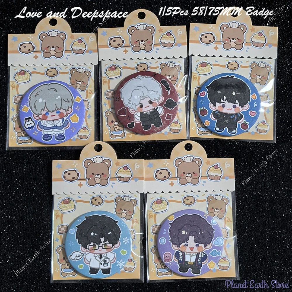 58/75MM Love and Deepspace Xavier Zayne Rafayel Sylus Caleb Cartoon Peripheral Character Badge Brooch Cute Accesorios Display