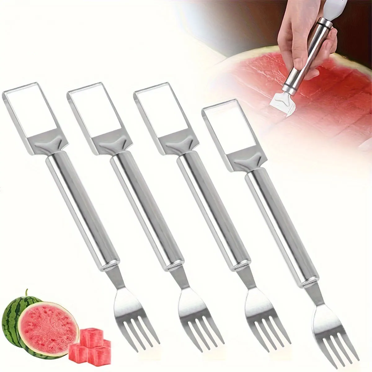 

4/8PCS Watermelon Fork Slicer Stainless Steel Windmill Watermelon Cutter Artifact Salad Fruit Slicer Cutter Tool Useful Tool