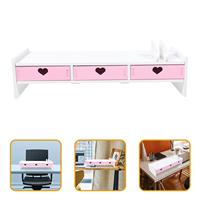 Lapdesk Monitor Stand for Laptop Computer Rack Wooden 49X19CM Riser with Organizer Desktop Pink Screen Office