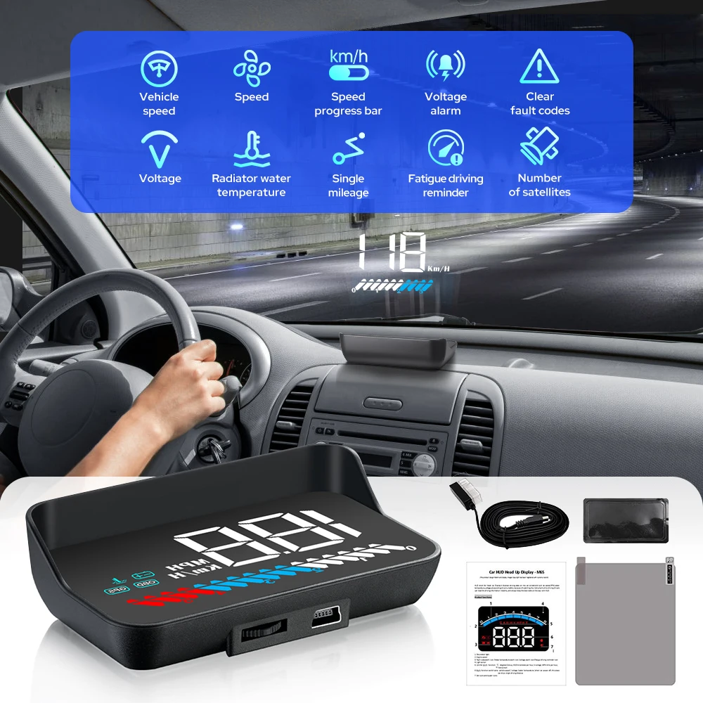 

ZUIMI M7 GPS HUD Car OBD2 Dual System Head Up Display Speedometer With Over Speeding Voltage Alarm Clear Fault Codes