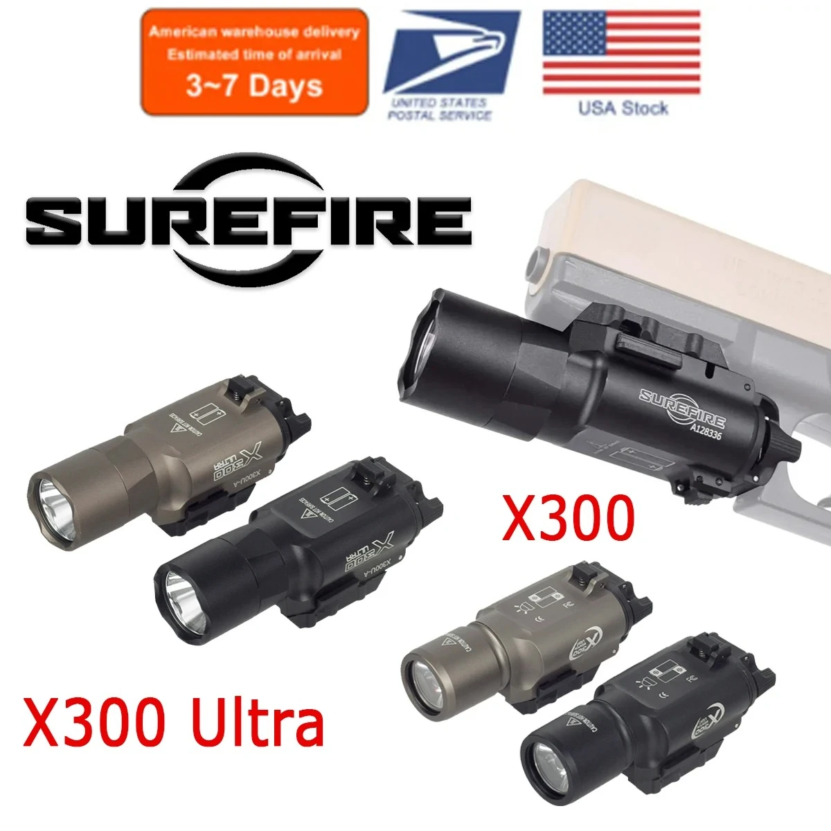 

Тактический пистолет Surefire X300 Ultra со склада в США, пистолет X300U, фонарик SF Scout для G17 G19 CZ-75, освещение оружия