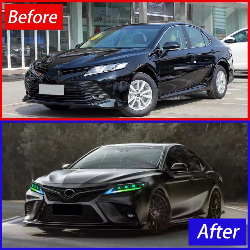 For Toyota Camry 2018-2023 Auto Headlights Assembly Upgrade Start Animation LED RGB Style 3 Projector Lens Car Tools Accessories