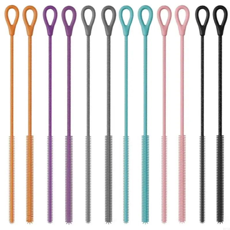 

2pcs Long Silicones Bottle Brush Straw Cleaning Tool For Milk Residues Removal B95B