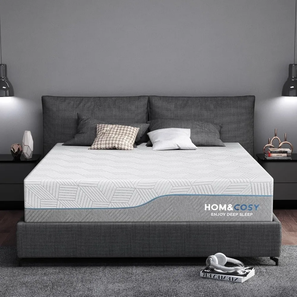 

14-inch king size extra firm mattress with ice silk cover, cooling green tea and gel memory foam, firm to extra firm bamboo matt