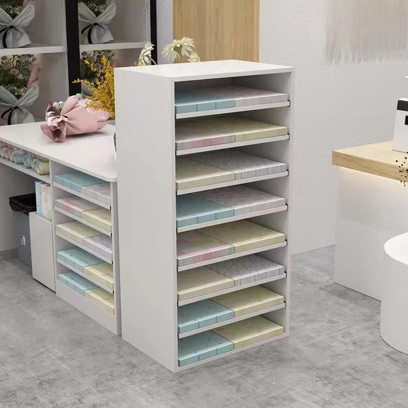 Flower shop wrapping paper storage cabinet multi-layer pull-out studio drawing paper cabinet kindergarten cardboard shelf