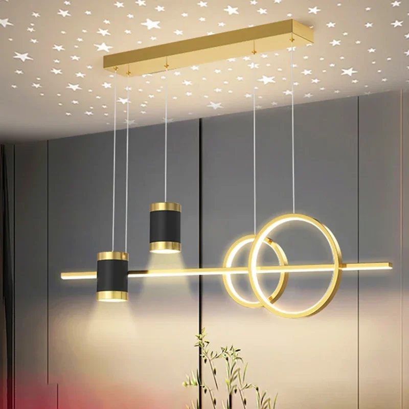 Nordic Long Led Pendant Lights Dimmable Kitchen Dining Room Bar Counter Black White Home Decor Hanging Lamps Fixture Chandelier