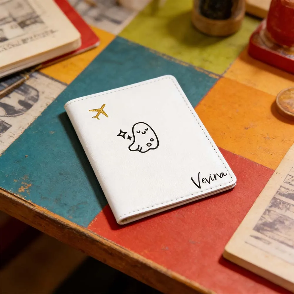 

1pc Personalized Name Passport Cover New Job Gift Fine Stitching Leather Passport Case Water Resistant