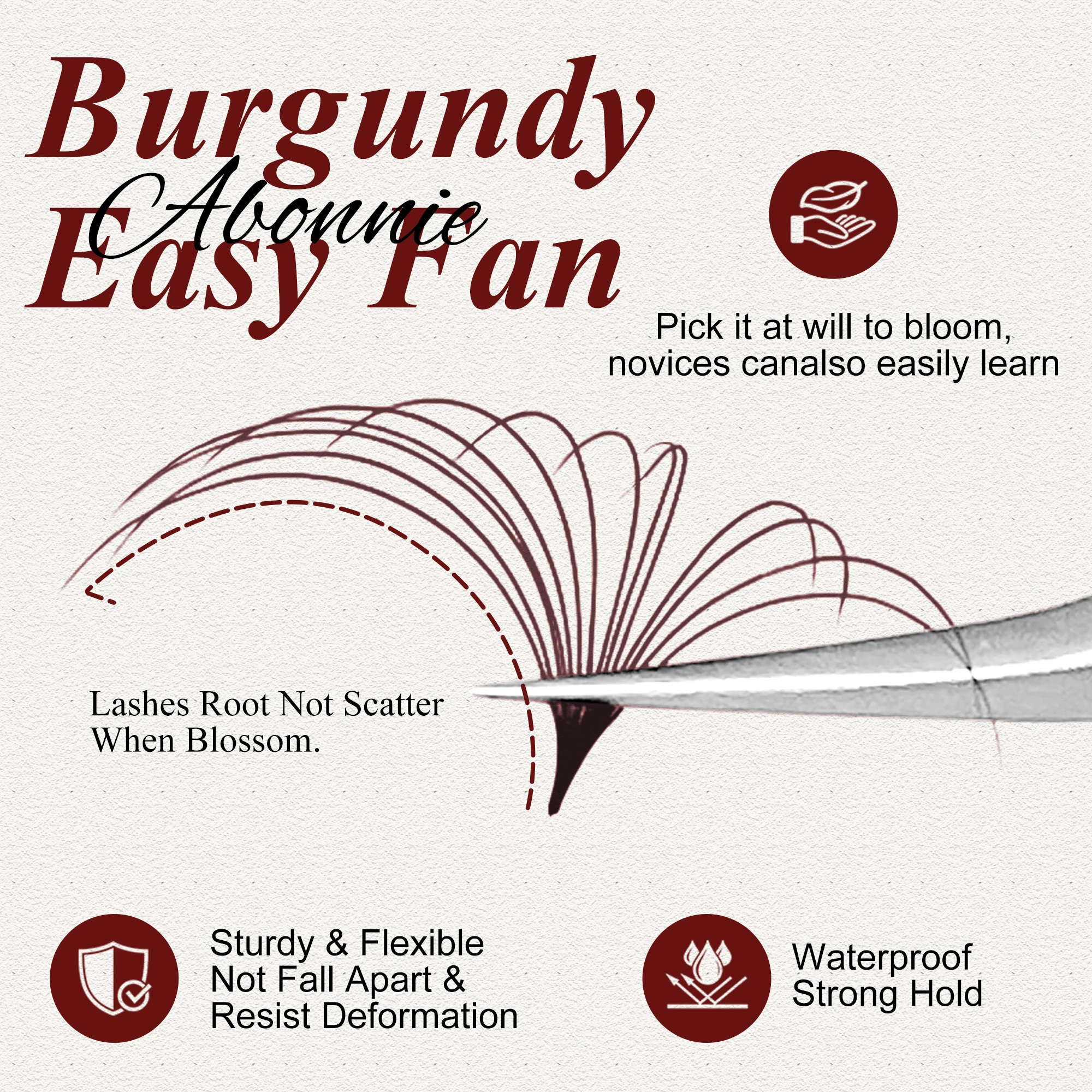 ABONNIE Red Brown Easy Fan Lashes Extensions Burgundy Auto Fans Eyelash Wine Red Volume Lash Extensions