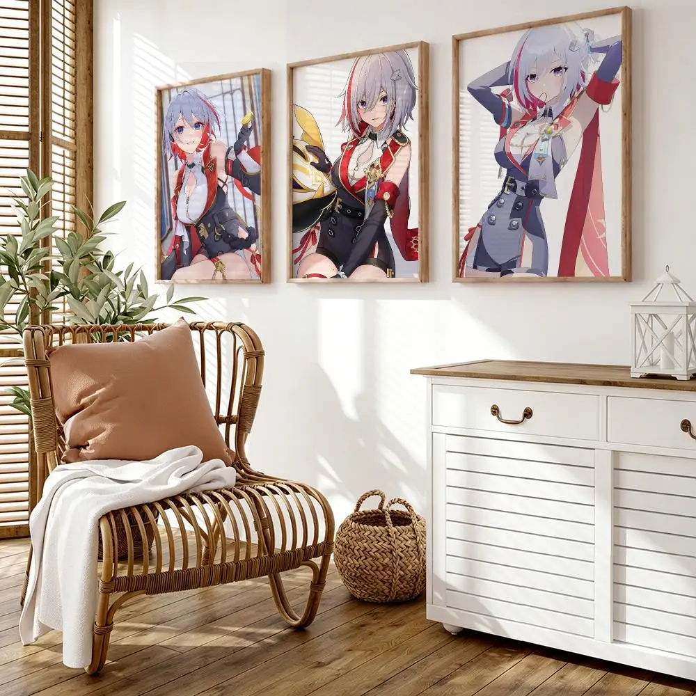 Topaz Honkai Star Rail Poster Wall Stickers HD Painting Self Adhesive Art Decals for Bedroom Living Room Home Decor