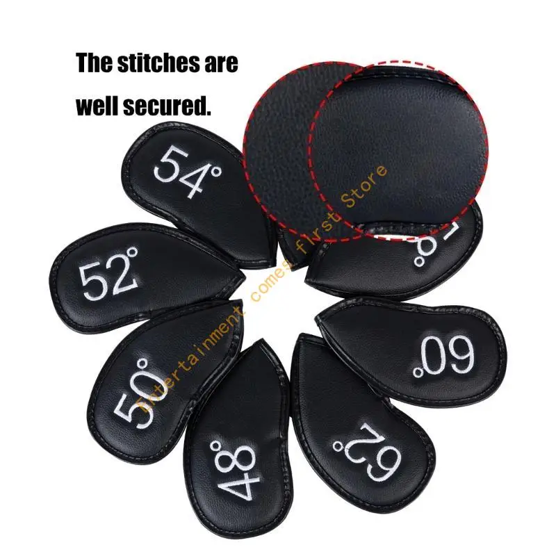 

55KD 8pcs PU Leather Golf Iron Head Cover Golf Club Head Cover Putter Protector Golf Headcover Protective Cover Enduring