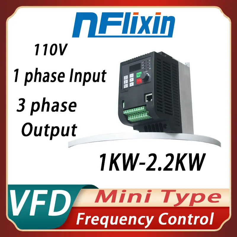 Экономичный мини-преобразователь частотного привода 0,4-7,5 кВт, 1-фазный вход, 3-фазный выход, 110 В для инвертора управления скоростью двигателя