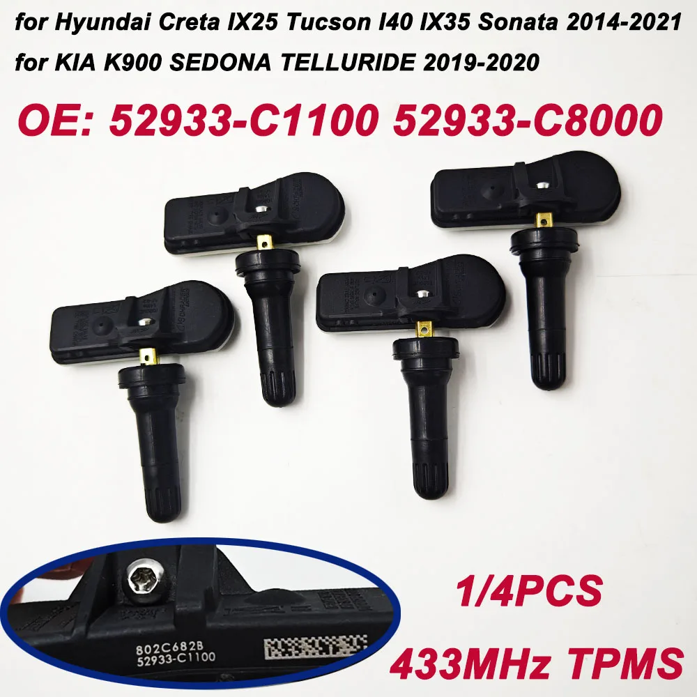 Датчик давления шин TPMS для Hyundai Sonata Tucson Santa Fe Kia 2015-2020 OE 52933C1100 52933-C1100 52933-C8000 52933C8000