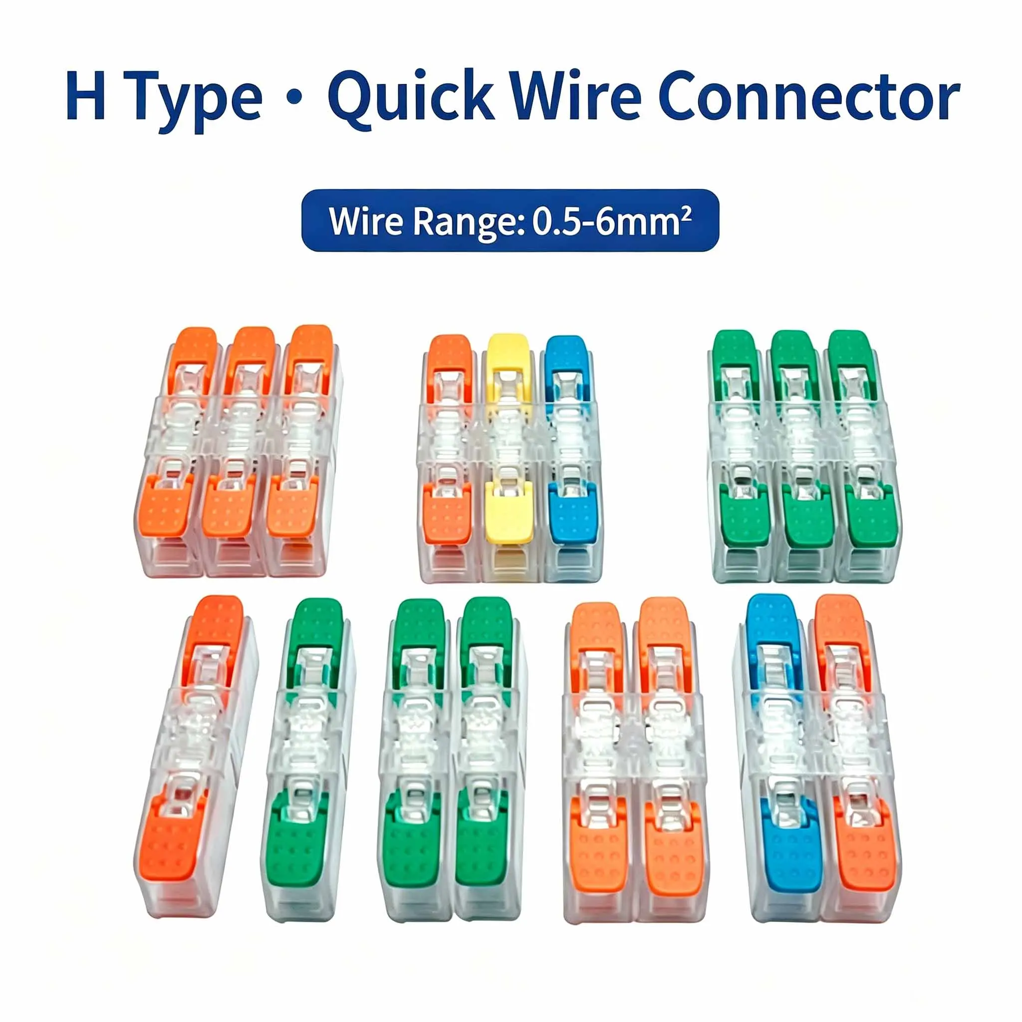 H-Type Quick Wire Terminal Push-in Plug-in Cable Splice Connector Multi-in Multi-out Lamp Wiring Splitter for Hard Soft Wire