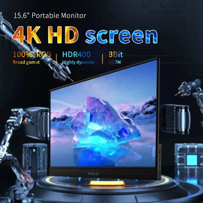 Monitor portatile da gioco LCD portatile da 15,6" con display da viaggio 4K IPS per interruttore del telefono PS4 PS5