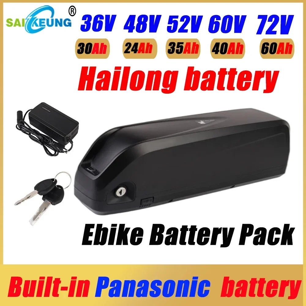 

36V 48V 52V 72v 20 30ah40 45 50AH 60AH Hailong Ebike Battery with 60A BMS 350W-2000W Ebike Batterie for Bafang BBS02 BBS03 BBSHD