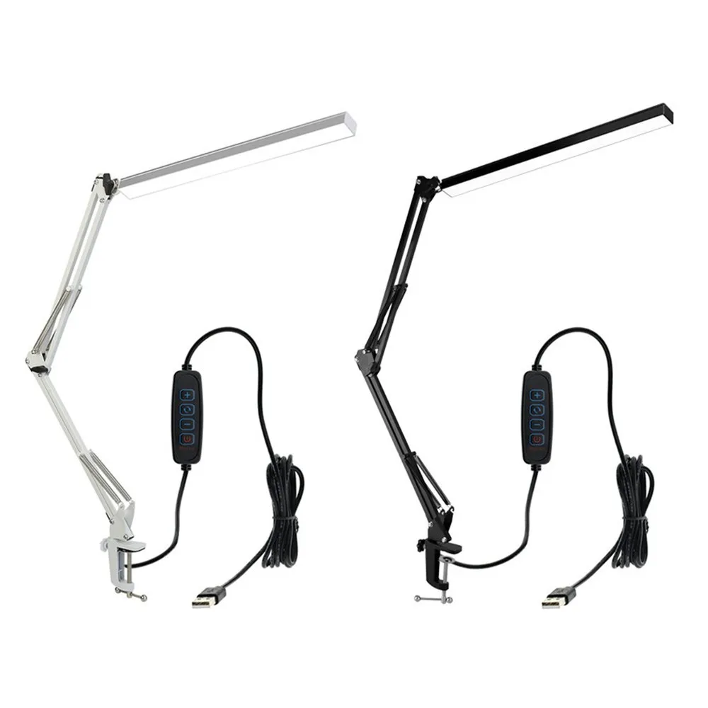 LED Folding Metal Desk Lamp Clip Long Arm Diming Table Lamp 3 Colors Adjustable For Living Room Reading Beauty Nail