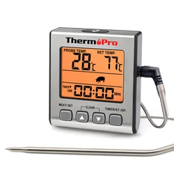 ThermoPro TP16S retroilluminazione Digital BBQ forno Grill termometro per carne con sonda conto alla rovescia Timer da cucina