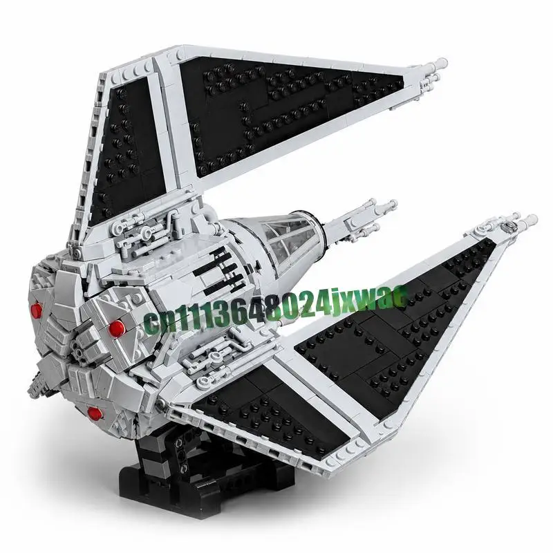 1236PCS Grey Interceptor Star Fighter Spaceship Model Custom Building Blocks DIY Assembly Toy Collection Home Decor Holiday Gift