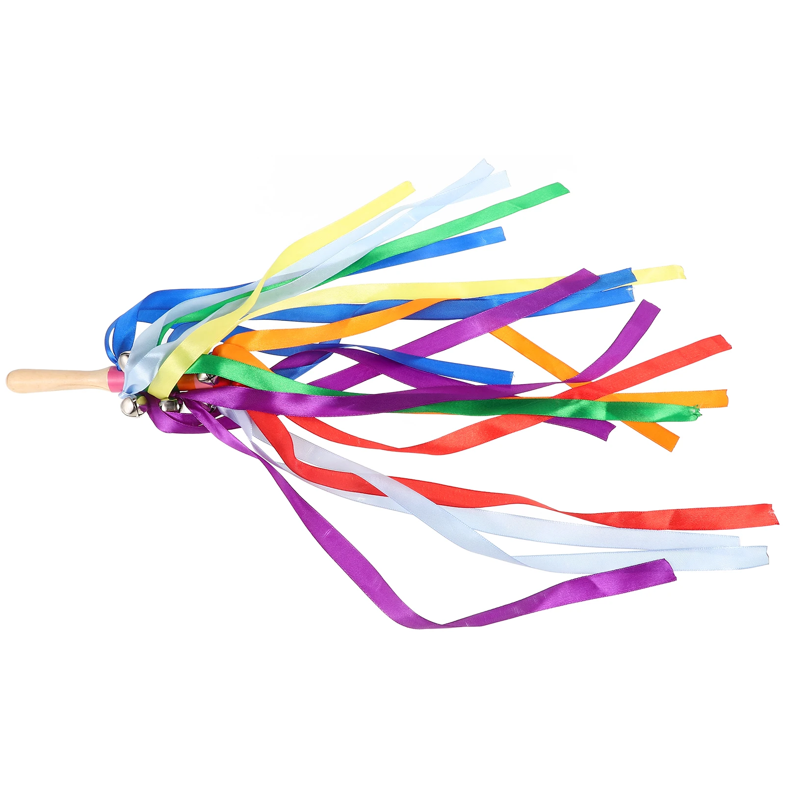 

Rod Bell Rainbow Ribbon Bouquet Streamers Dance Sticks Toy Ribbons Baton Twirling Baby Wooden Hand