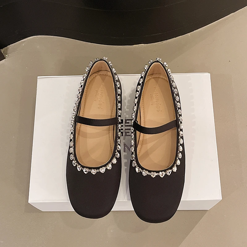 

Новые весенние туфли на плоской подошве, женские модные туфли с круглым носком и блестками на мягкой подошве, противоскользящие износостойкие одинарные туфли