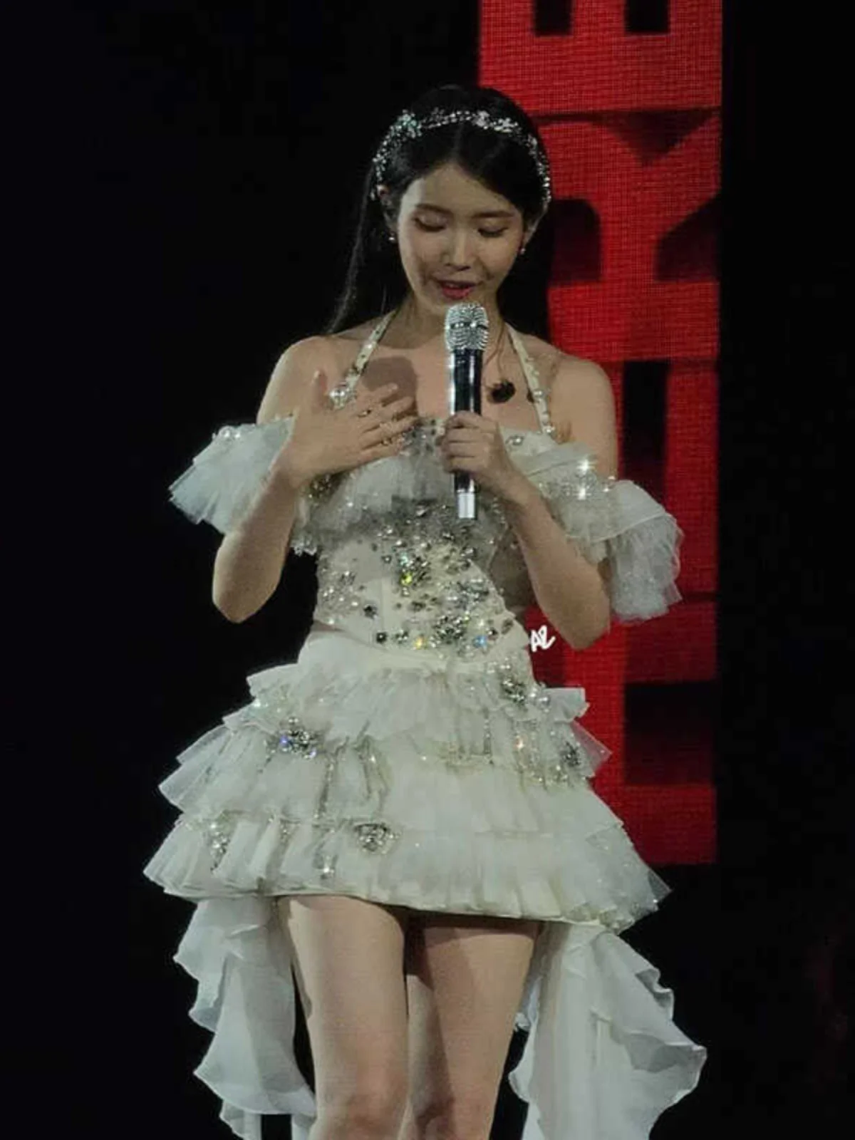 Heavy Work Stage Performance Costume for Female Singer Dance Leader Outfit IU Fan Club Theme Chinese  Polyester Dress