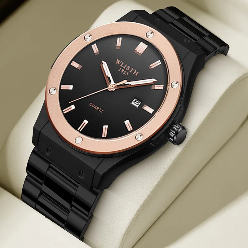 

Новые брендовые часы, спортивные светящиеся кварцевые часы с календарем, водонепроницаемые часы, мужские часы со стальным ремнем