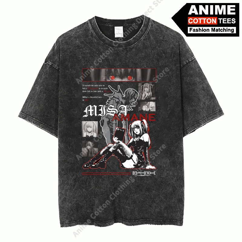 

Anime DEATH NOTE - MisaMisa & Rem Print T-shirt y2k Harajuku Street styl Men Women Casual Short Sleeve Cotton Retro Loose Tees