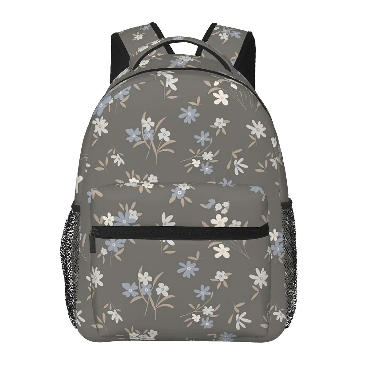 Grey Ditsy Floral Backpacks Boys Girls Bookbag Students School Bags Cartoon Travel Rucksack Shoulder Bag Large Capacity