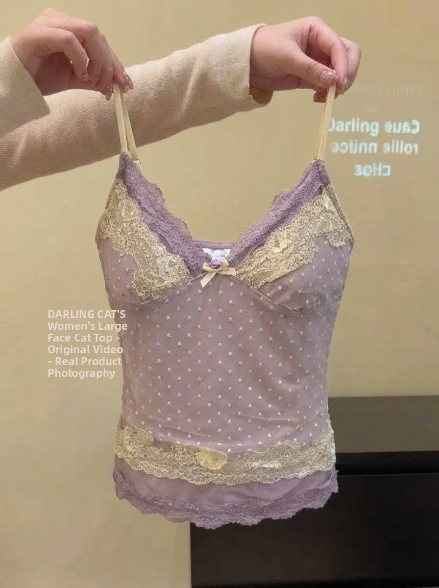 Summer New Women's Lace Splicing Slim Fit Fashion Personality High Sense Top Strap Vest Sexy Girl Style Micro Elastic Casual ...