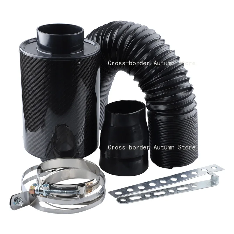 High Flow Carbon Fiber Air Intake Box Assembly Universal Car Air Filter Set Automobile Intake Modification Parts