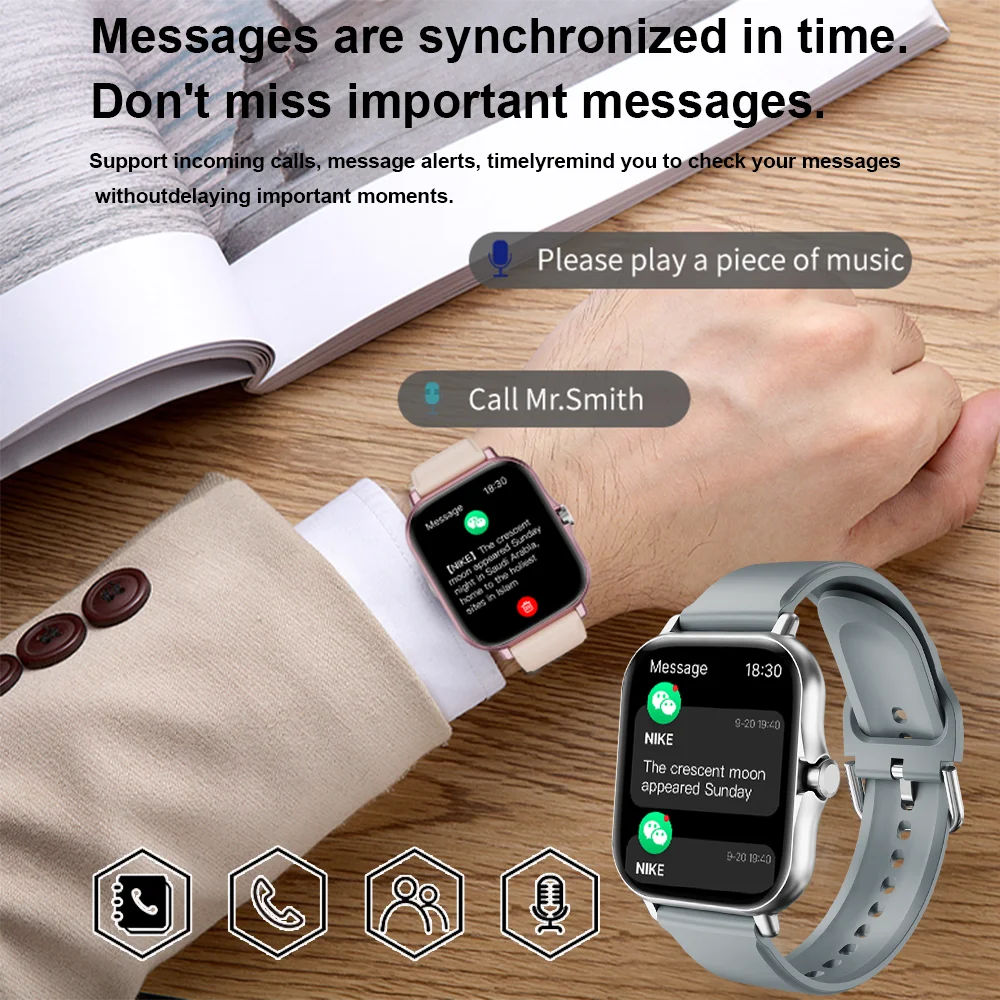 2025 Smartwatch هاتف أندرويد 1.44 بوصة HD شاشة بلوتوث دعوة الدم الأكسجين/مراقبة الضغط ساعة ذكية النساء الرجال هدية