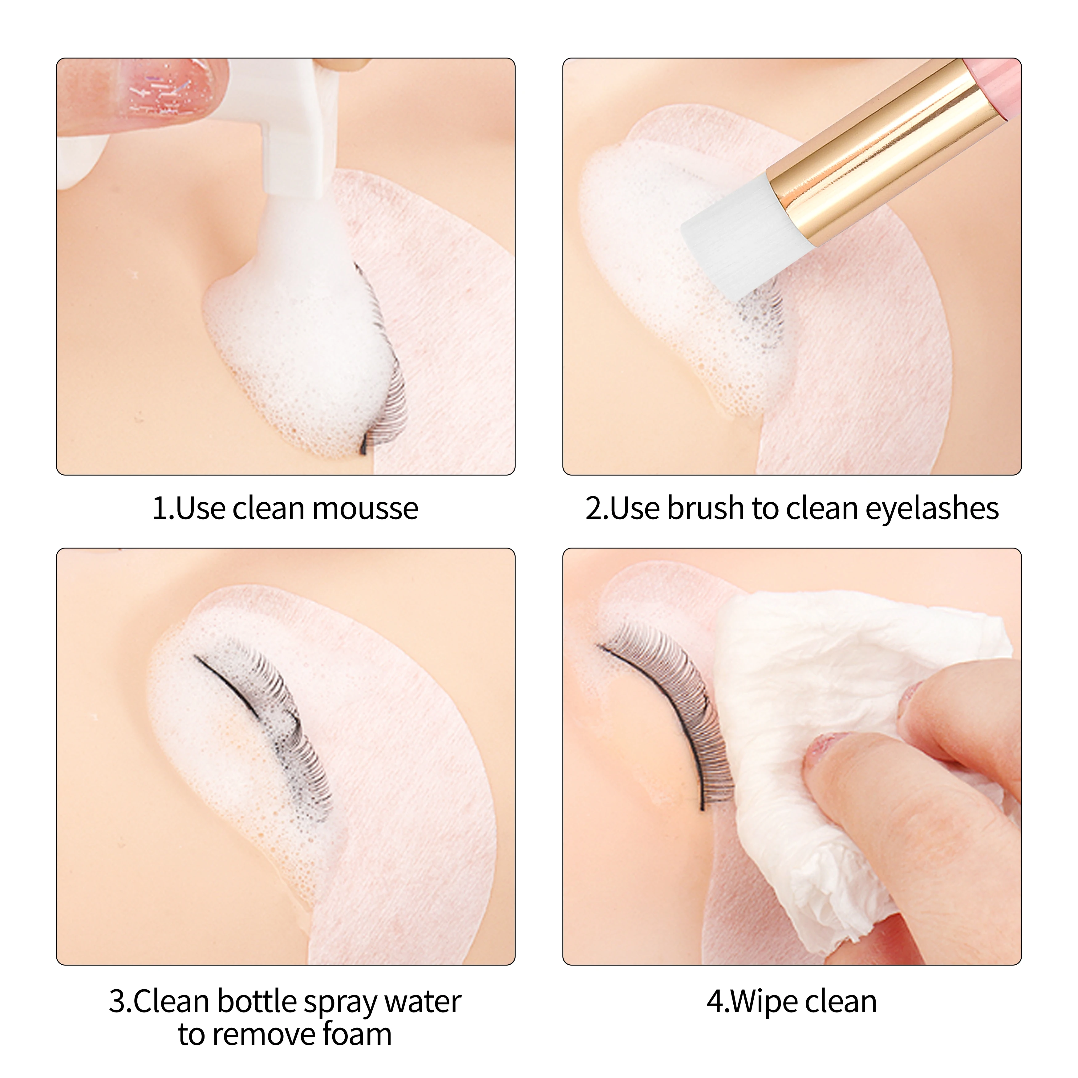 XIUSUZAKI Eyelash Cleaning Brush Colorful Lash Shampoo Cleaning Applicator Professional Eye Foam Cleaner Brushes Makeup Tools