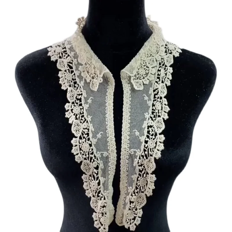 beige patches pure cotton gauze hollow collar lace embroidery collar false collar cloth stickers/DIY clothing accessories