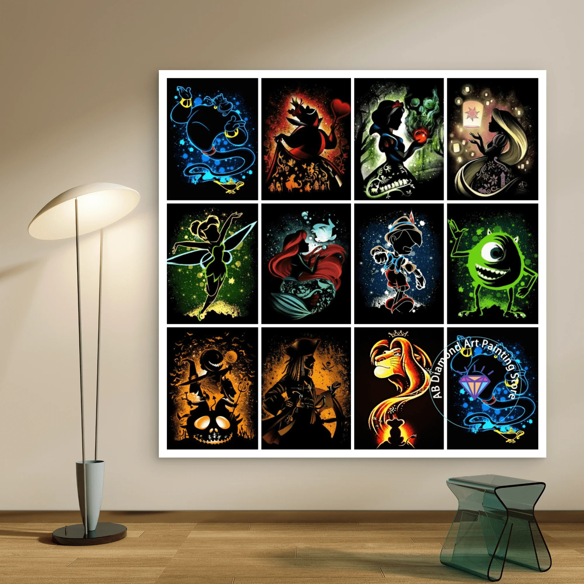 

Snow White Little Mermaid Pinocchio AB Diamond Painting Kit 5D DIY Diamond Embroidery Handmade Art Gift Crafts Home Decoration