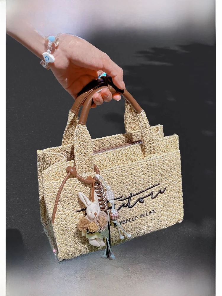 

Toutou St Woven Tote Bag 2025 New Summer Vaion Crossbody Bag Women's Soft Handle Casual oulder Handbag Pure Color