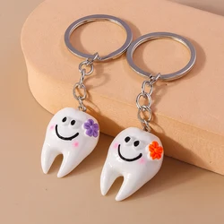 Cute Cartoon Tooth Keychain Smile Face Keyring Pendants for Women Girls Handbag Decor Handmade Jewelry Gifts