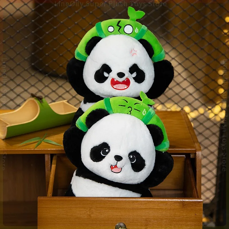 Cute Naughty Breaking Bamboo Giant Panda Plush Toys Soft Stuffed Animal Creative National Pandas Plushie Doll for Kids Xmas Gift