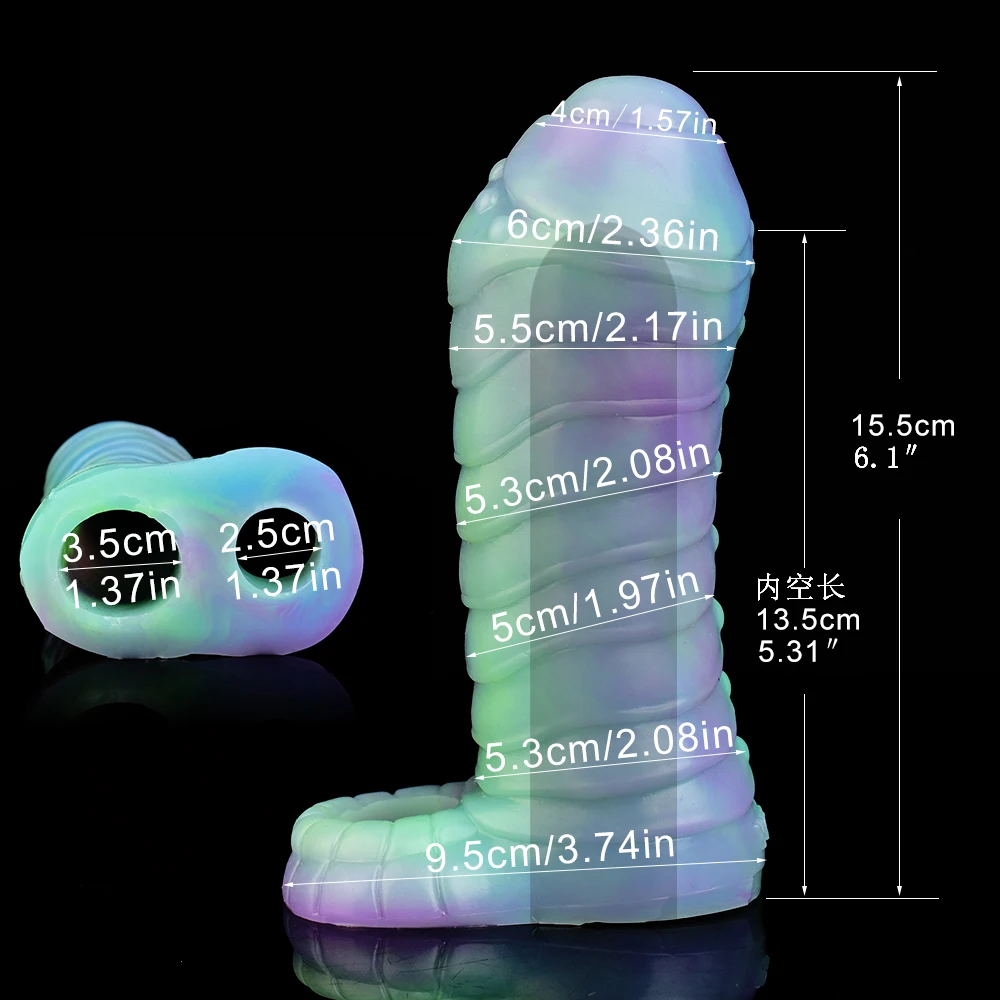 FAAK Large Silicone Dog knot Penis Sleeve Strecthable Fantasy Luminous Horse Dildo Sheath With Anti-drop Ring Sex Toys For Men