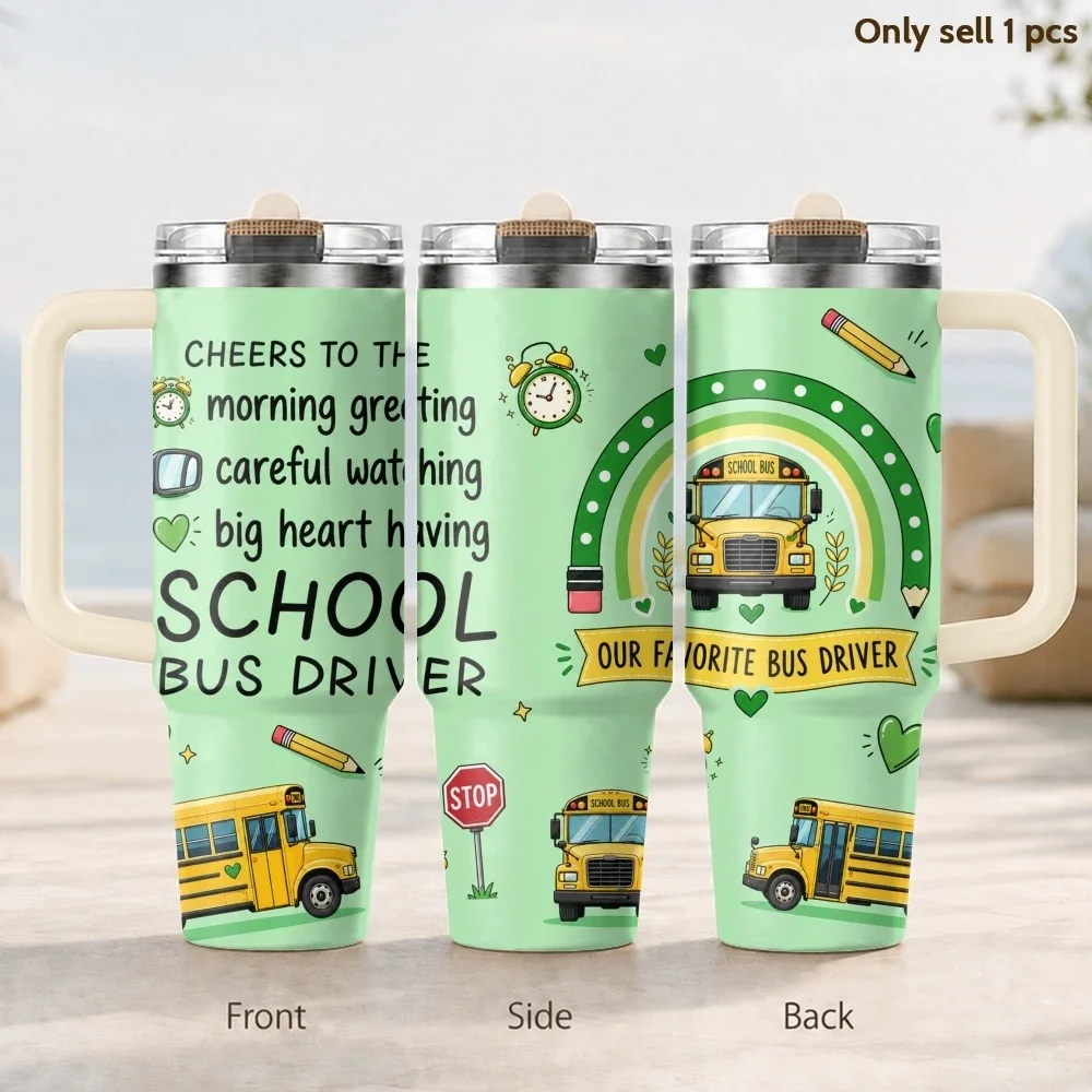 School Bus Driver Quote Art Vacuum Flasks 40oz 3rd Gen Vacuum Insulated Stainless Steel Tumbler Cup With Handle Straw Lid