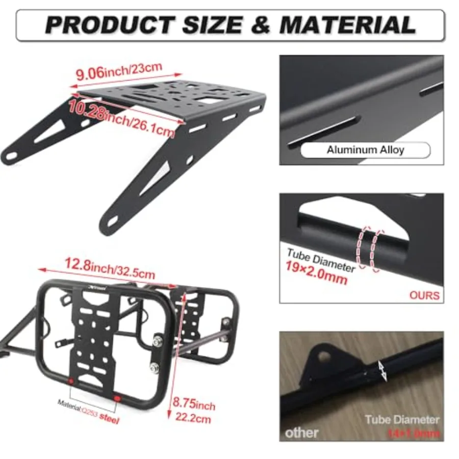 Задняя стойка для мотоцикла, боковая стойка для XT250X 20082025, грузовой багажник двойного назначения с системой крепления на корзинке для улучшенного хранения