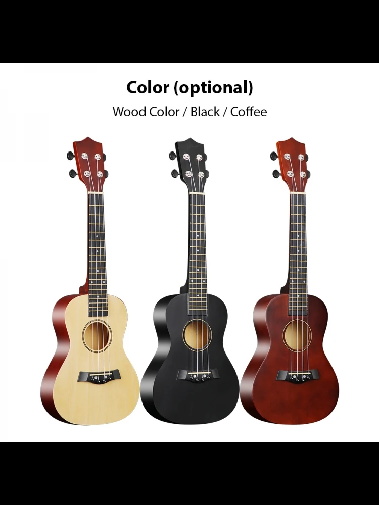 Kit de ukulélé acoustique pour ukulélé de 23 pouces, avec sac de rangement, sangle, broche de pont, levier de vitesse, accordeur de ramassage, chiffon de nettoyage, ukulélé en tilleul