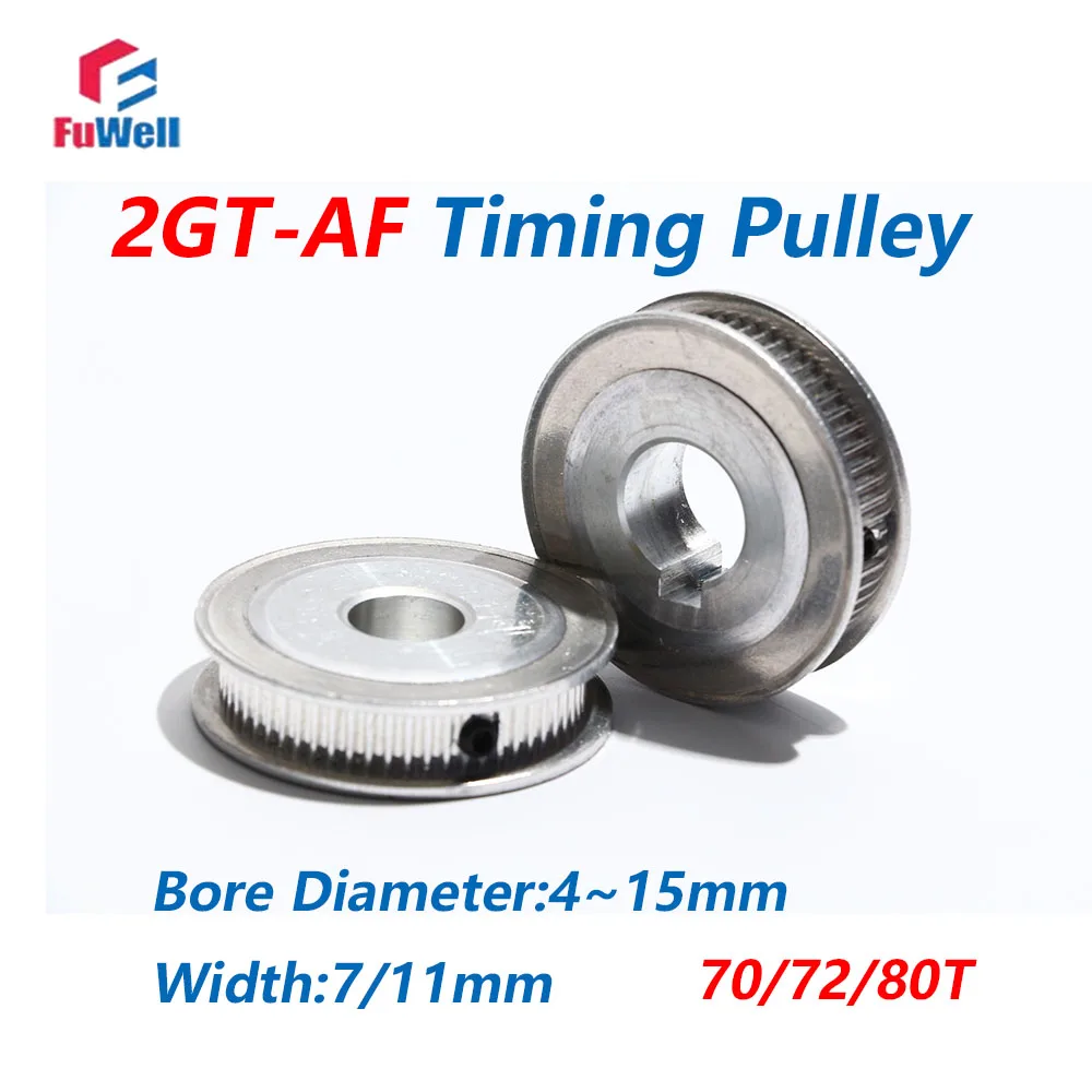 FuWell 2GT AF Type Belt Pulley 70/72/80T Teeth Width 7/11mm 3D Printer Parts Synchronous Wheel Bore 4-15mm 8k3-15K5 Belt Pulleys