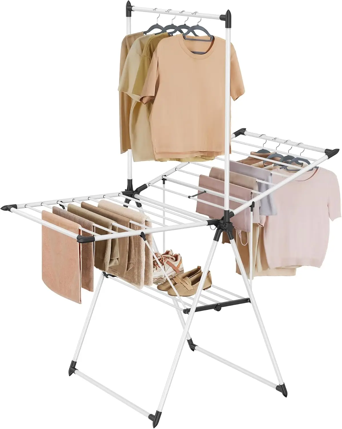 

Laundry Drying Rack Collapsible Wall Mounted Clothes Drying Rack 31.5" Wide 13.2 Linear Ft 5 Aluminum Rods 60 lb Capacity Laundr