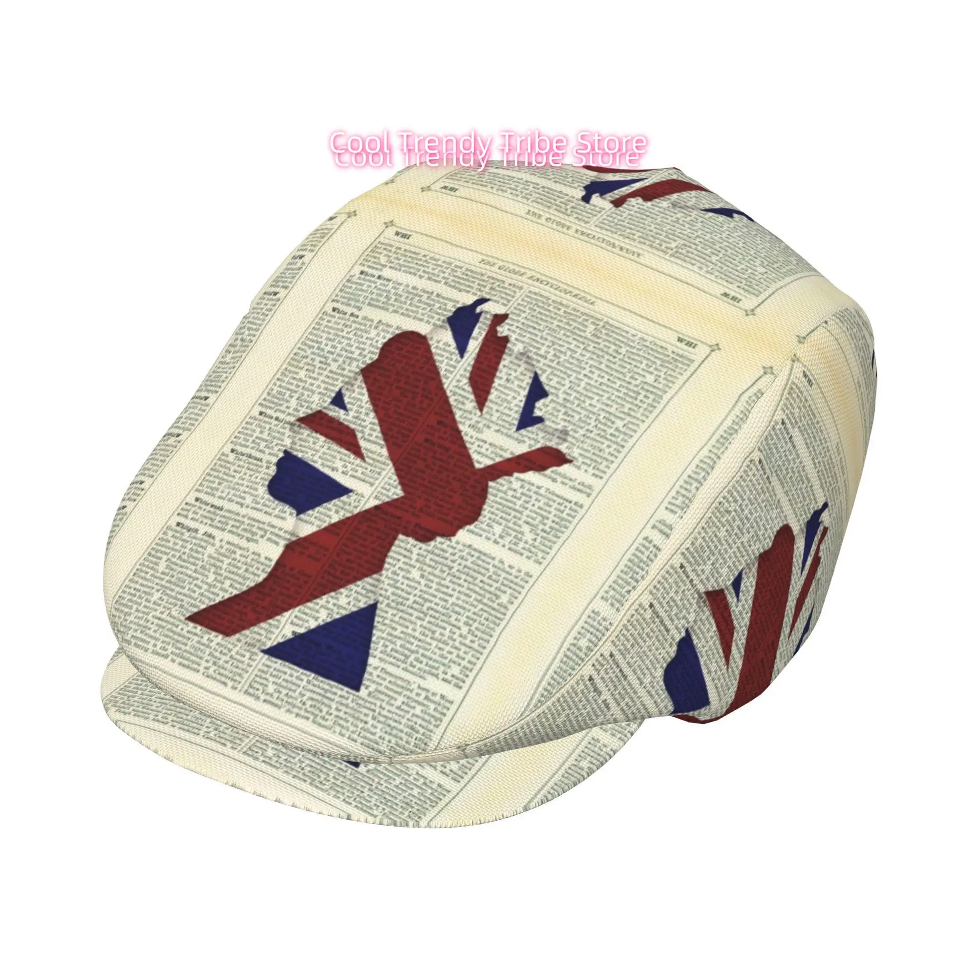 1pc Union Jack British Flag Hat for Men & Women - National Emblem All-Over Print Retro Newsboy Cap, Beret, Irish Driver/Painter