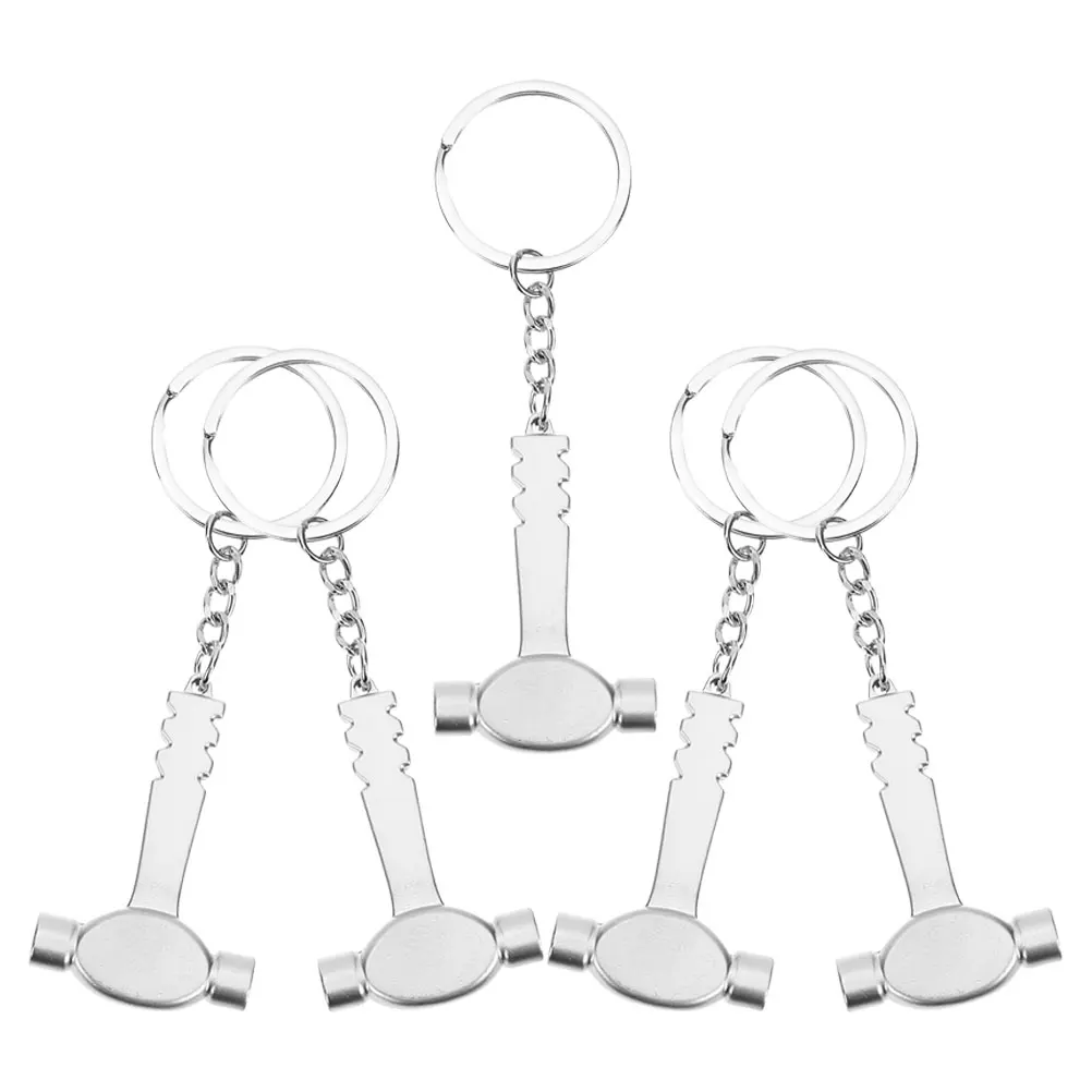 

5pcs Hammer Keychain Mini Metal Hanging Decoration Key Ring Creative Design Car Keys House Keys Bag Pendant