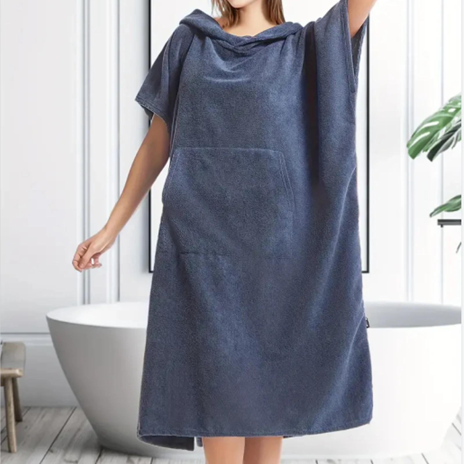 Soft Oversize Hooded Towel with Pocket  Cloth Swim Cover Up for Women Home Daily Use